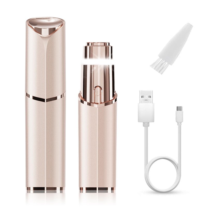 Womens Facial Hair Remover - Face Shaver Upper Lip Removal for Women Painless Electric Trimmer Device for Chin Peach Fuzz Body Fingers Neck Female Dual-Blade Epilator Razor