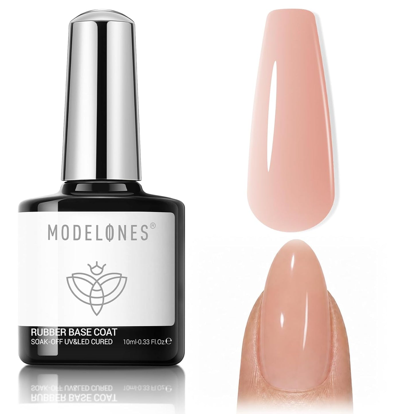 Modelones Builder Rubber Gel Base Coat - Nude Pink Glitter Nail Polish for Strengthening and Apex Building | Long-Lasting UV Manicure