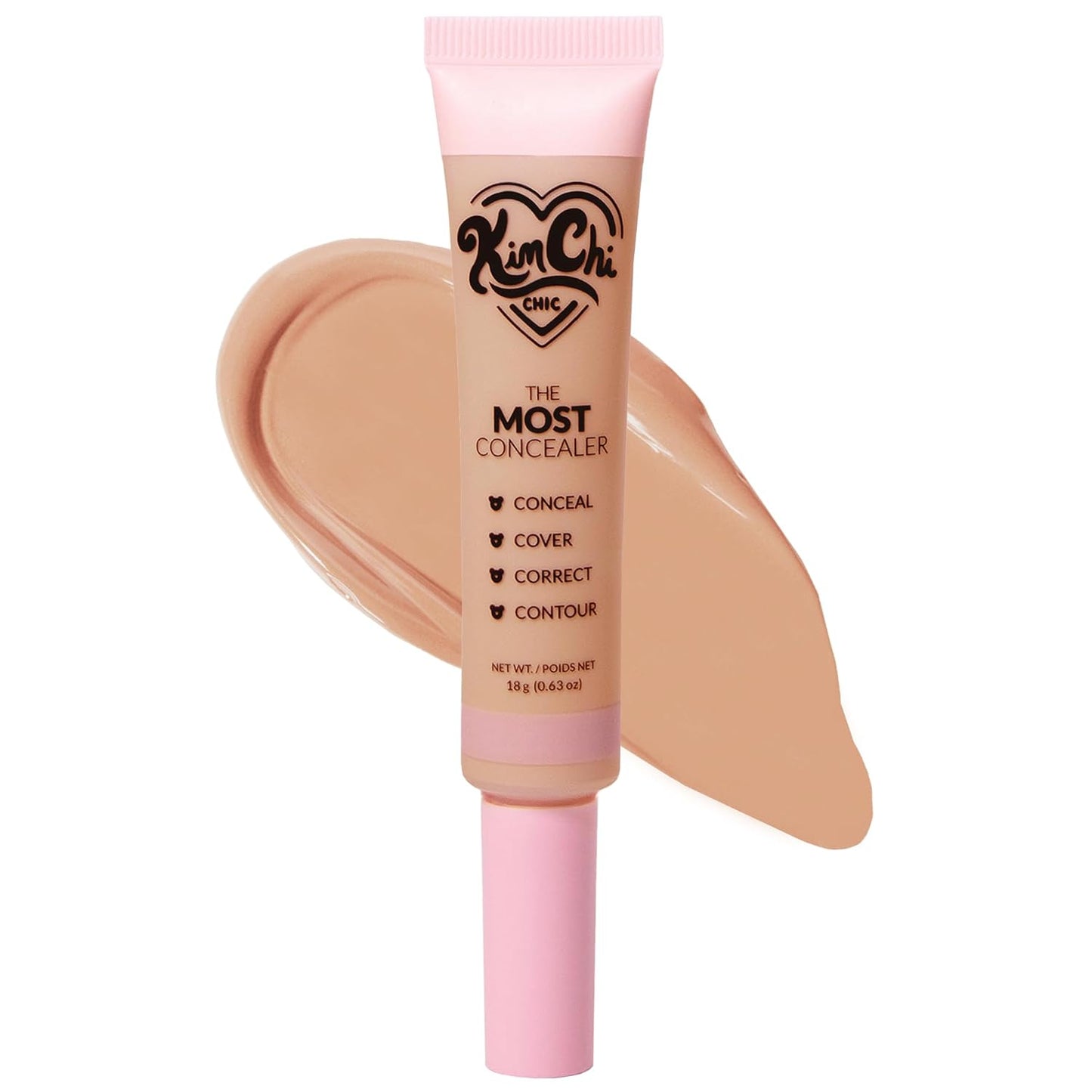 KimChiChic Concealer - Full Coverage Water Resistant Multi-Use Formula | Matte Satin Finish | 0.63 oz, 01-Ivory