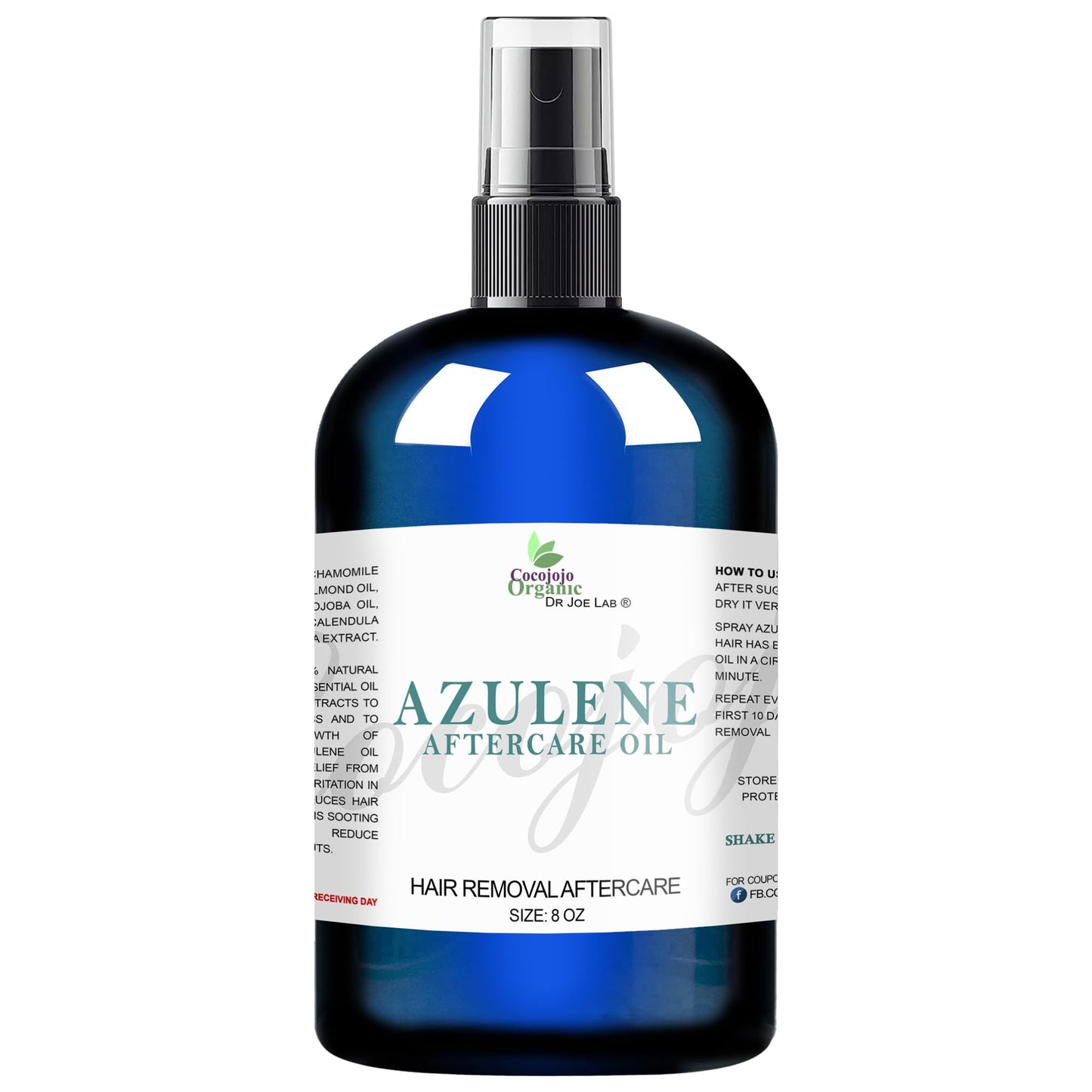 cocojojo Azulene Oil After Waxing Sugaring Soothing Hair Retardant 8 Oz Decreasing Hair Thickness After Hair Removal Natural Delaying Hair Regrowth