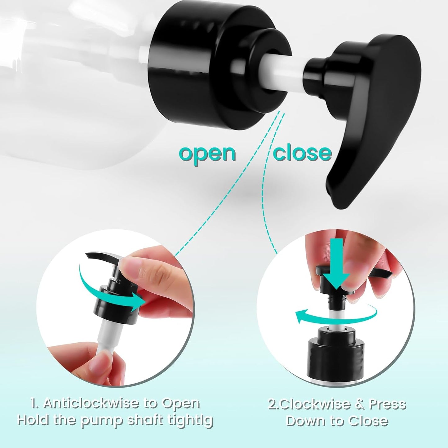 Clear Pump Bottle Dispenser - 300ml/10oz BPA-Free Plastic | 2 Pack Refillable Liquid Soap Containers for Essential Oils, Shampoo, Lotion