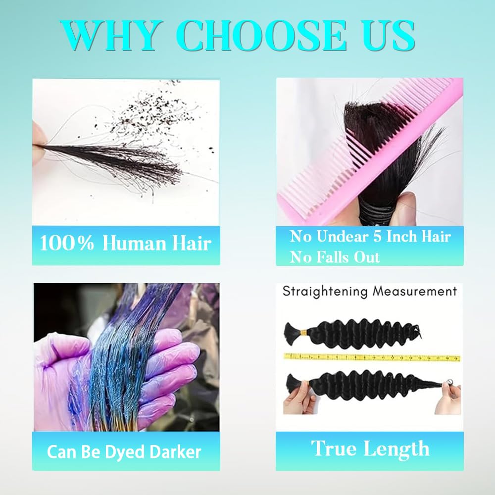 Human Braiding Hair for Boho Braids Human 55g 18 Inch Color 4 Deep Wave Boho Bulk Human Hair for Braiding 12A Deep Wave Bulk Bohemian Chocolate Brown