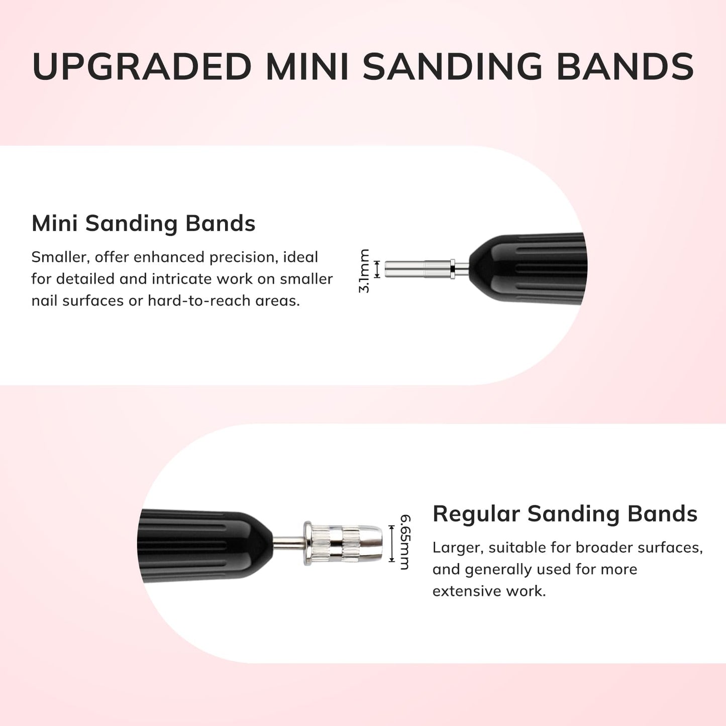 Lavinda Small Sanding Bands Nail Drill Bit, 80 Piece Extra Fine Sanding Bands for Nail Drill with 3.1mm Mandrel Bit for Acrylic Nails Gel Removing Shaping Polishing Nail Salon Use (240 Grit, Pink)