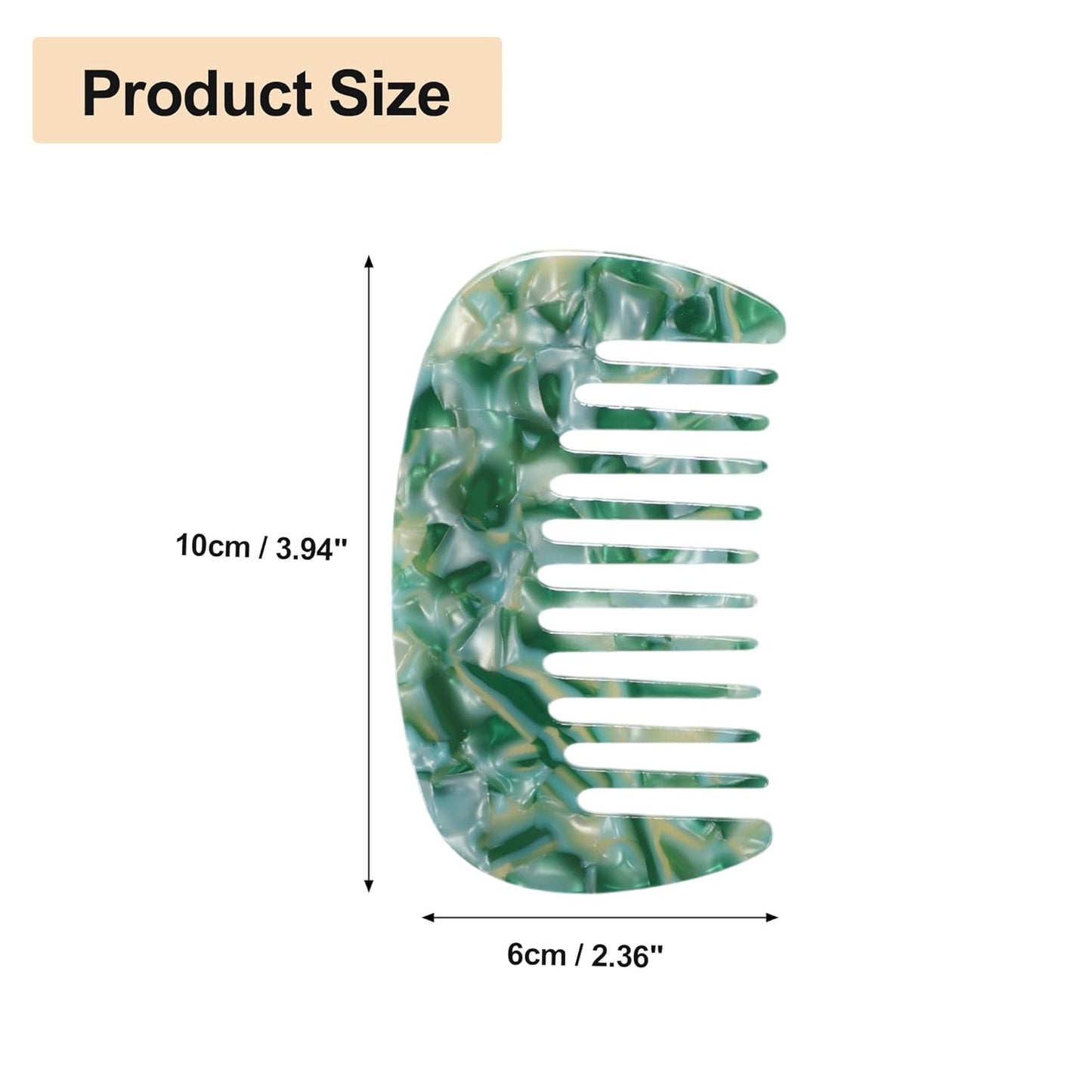 Wide Tooth Comb for Thick Curly Hair - Anti-Static Travel Comb | Emerald Green