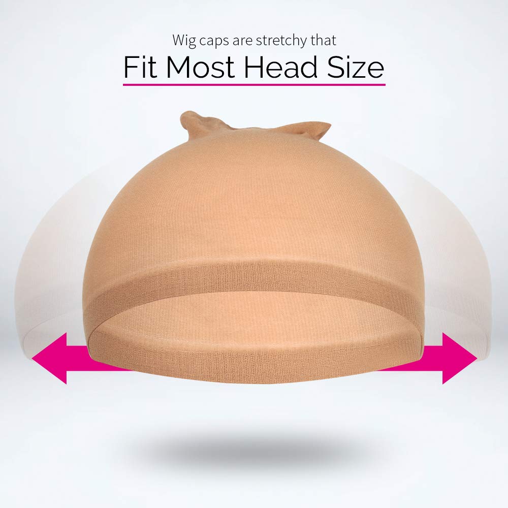 Light Brown Stocking Wig Caps - 4 Pack Stretchy Nylon for Women