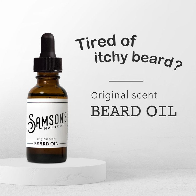 SAMSON'S HAIRCARE Beard Oil, Moisturizing, Softening, For Itchy Dry Skin and Coarse Facial Hair, 1 oz.