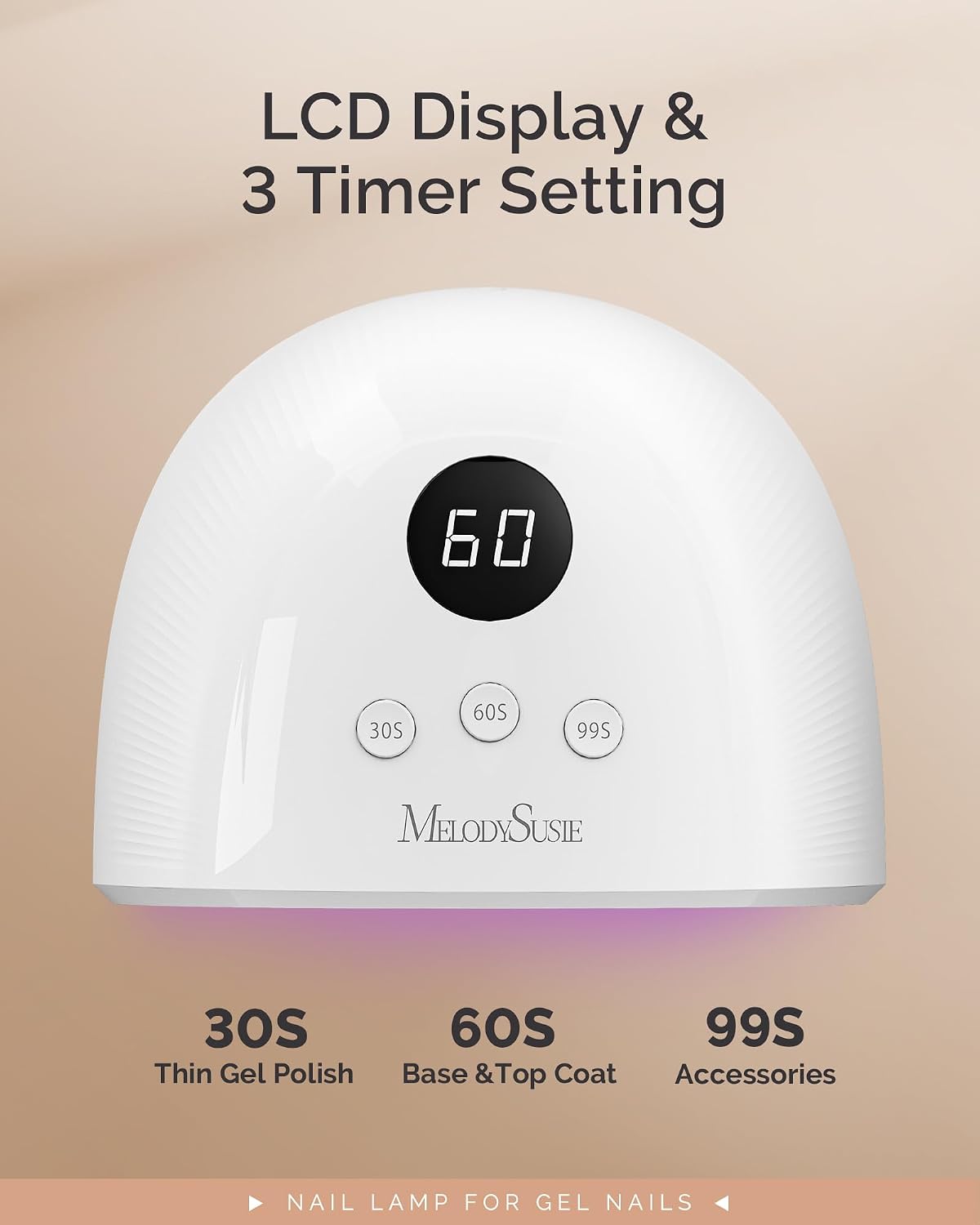 Compact UV LED Nail Lamp - Advanced 30W Nail Dryer with Smart Sensor & 3 Timers | Cures All Gels, White