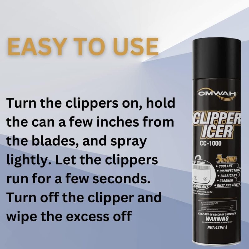 OMWAH 5 in 1 Clipper Icer Blade Cleaner and Lubricant Clipper Spray (3 pack) (15 oz. Can)…