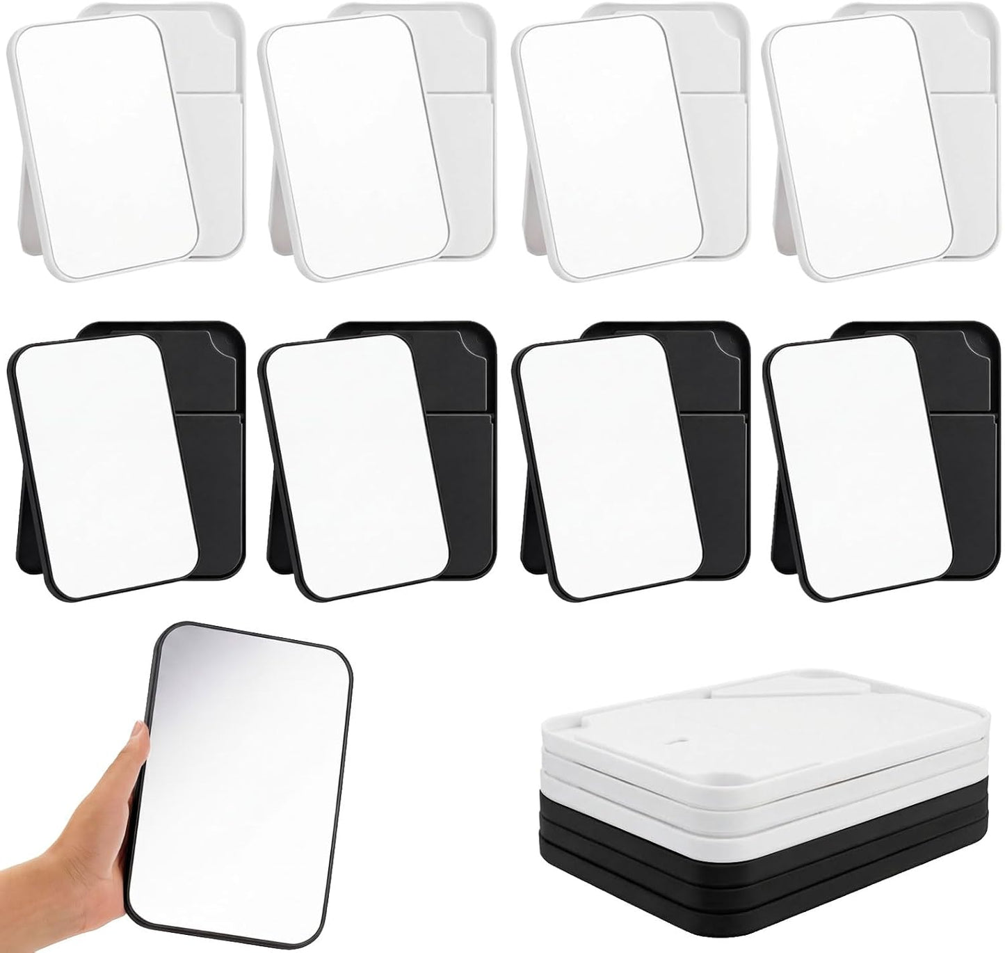 Cinnvoice 24 Pack Desktop Makeup Mirrors - 90° Adjustable Folding Vanity Mirrors | Portable for Travel & Spa (8")