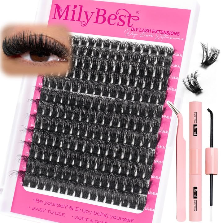 MilyBest 100D Lash Clusters Kit | 10-18mm D Curl Eyelash Extensions