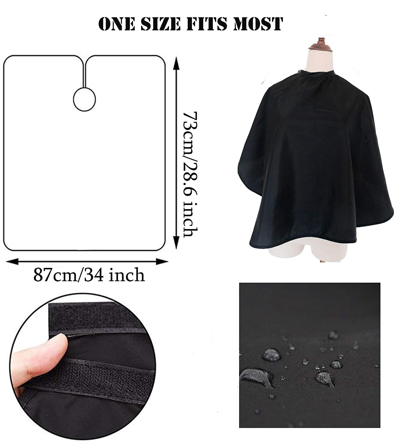 ST-BEST-P Hair Color Cape Makeup Haircut Salon Hairdresser Shampoo Capes Cutting Barber Cape for Men,Women,Clients (3 PCS, Black+White+Pink)