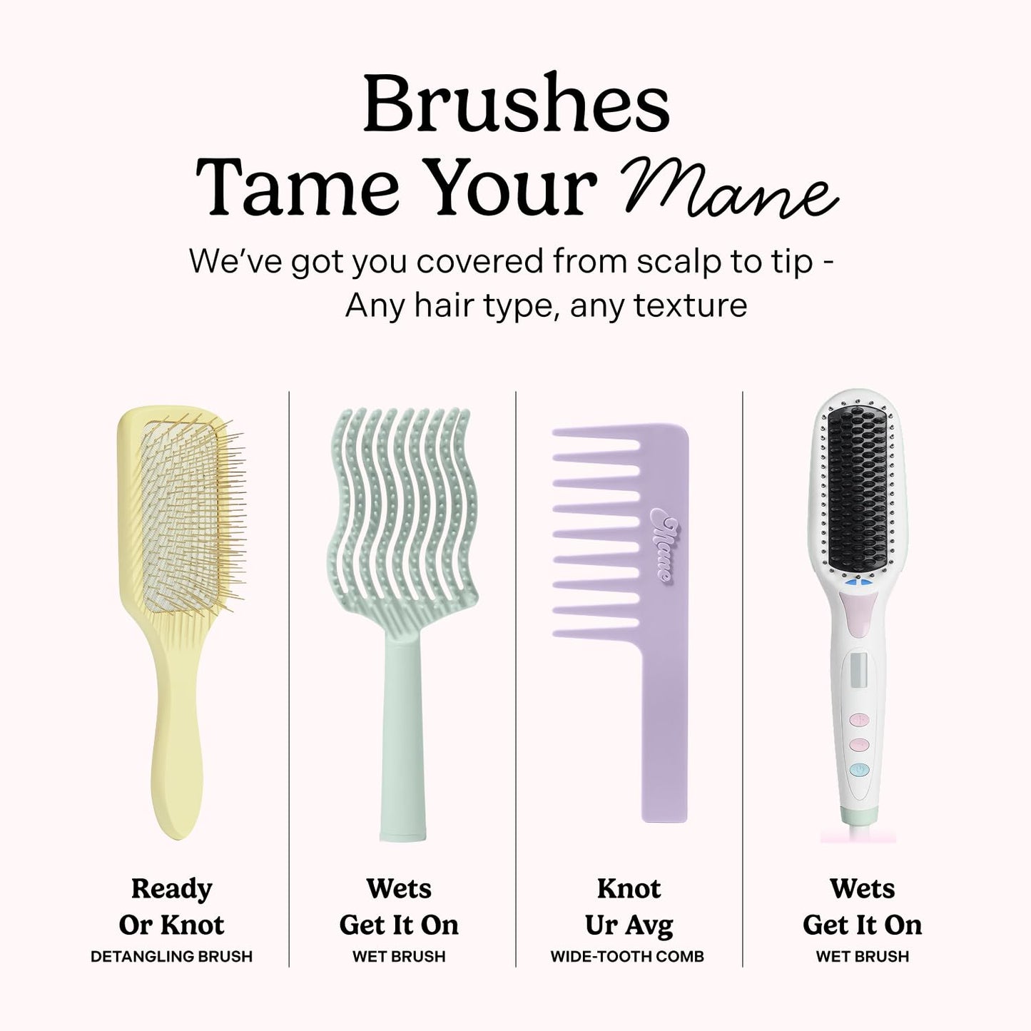 Mane Ready or Knot Detangling Curly Hair Brush - Anti-Static Metal Bristle Hair Brush for Straightening, Smoothing & Fighting Frizz - Provides Scalp with a Gentle Massage
