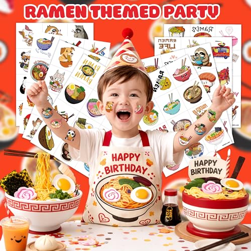 96PCS Ramen Themed Temporary Tattoos for Kids and Food Lovers