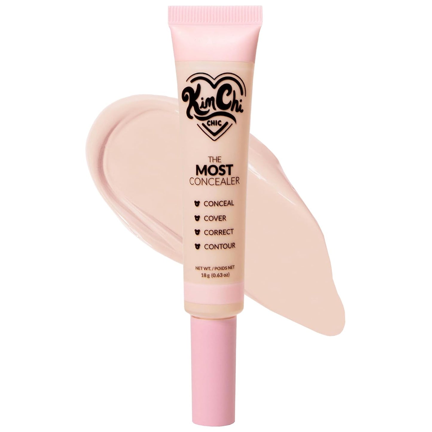 KimChiChic Concealer - Full Coverage Water Resistant Multi-Use Formula | Matte Satin Finish | 0.63 oz, 01-Ivory