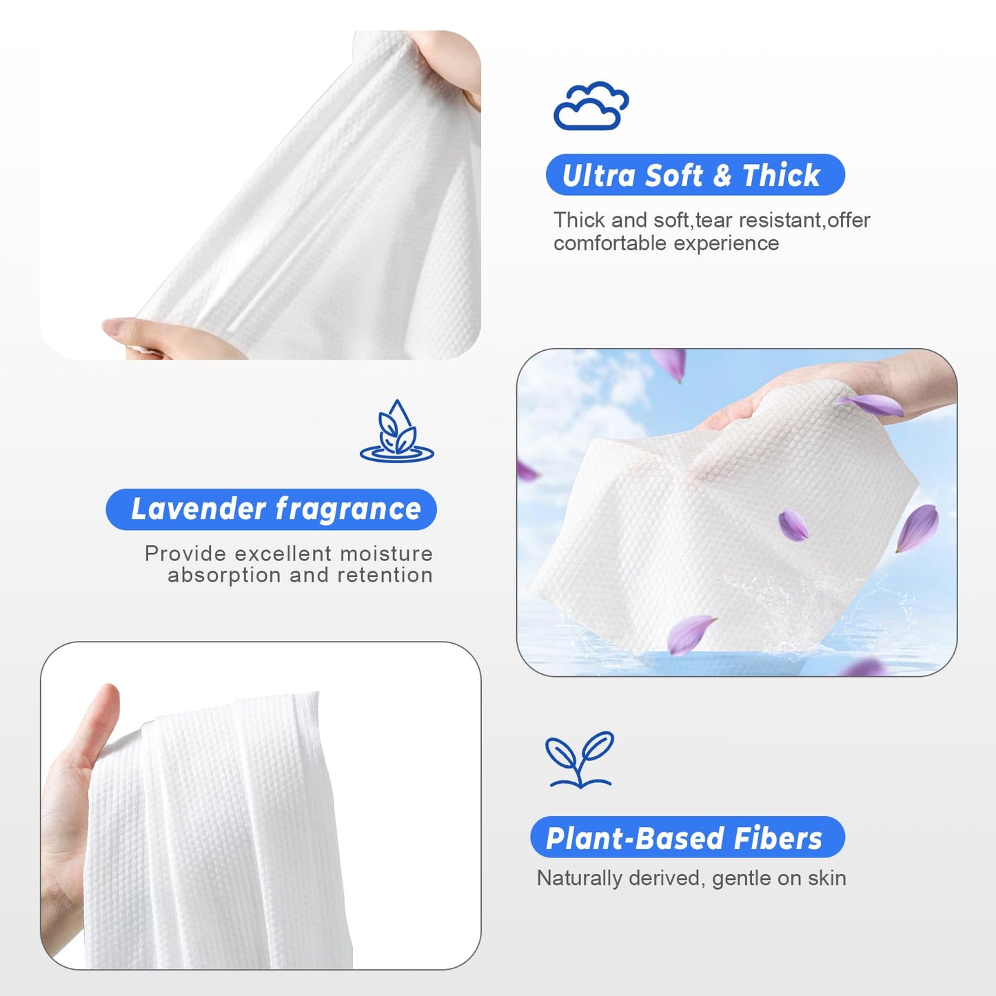 Disposable Face Towel for Hot Towel Dispenser Refills, Face Towels for Hot Facial Towel Heated Machine, 60 Pcs Disposable Compressed 100% Plant Fiber （Light Lavender Scent）