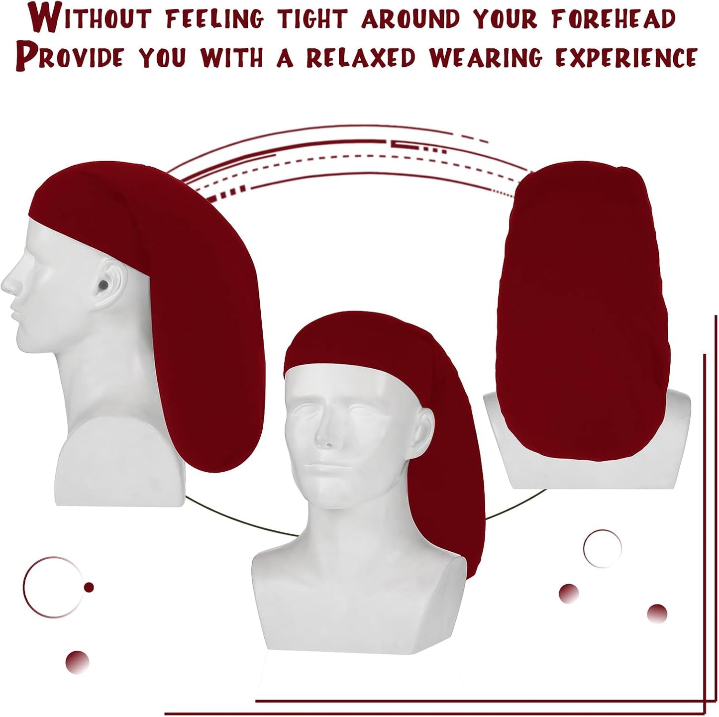 Unisex Jumbo Dreadlock Cap - Long Dreads Hair Wrap Sleeping Bonnet | 4-Piece Set for Men & Women