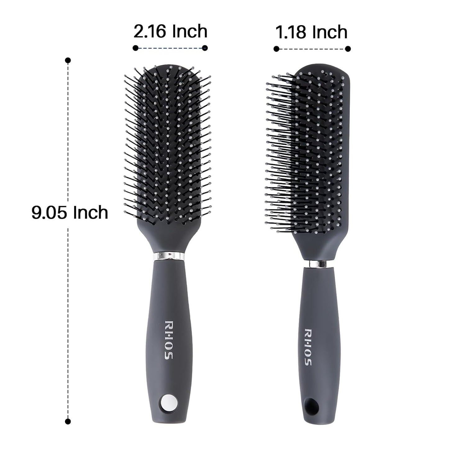 Hair Brush for Men - Detangler Styling Brush with Nylon Bristles | Gray, Ideal for Wet & Dry Hair