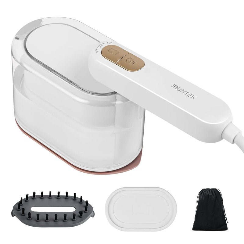 iRUNTEK 2-in-1 Steamer Iron & Clothes Steamer - Handheld Portable Garment Steamer, 1000W Powerful Steam with 30s Fast Heat-up,160ml Water Tank, Rotary Garment Iron, Ideal for Home & Travel, White