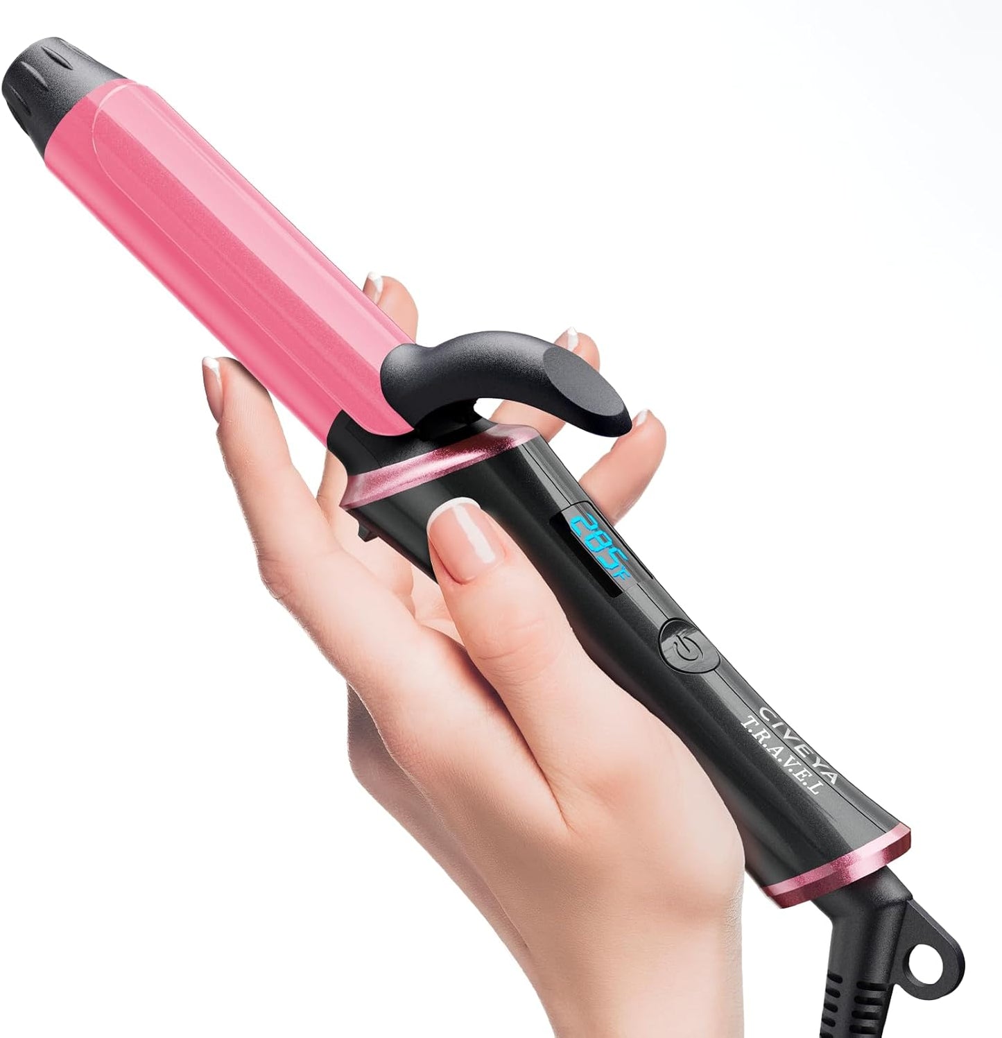 CIVEYA Travel Mini Curling Iron - 1 Inch Dual Voltage Ceramic Wand with 5 Adjustable Temps | Fast Heat-Up, Infused with Argan Oil