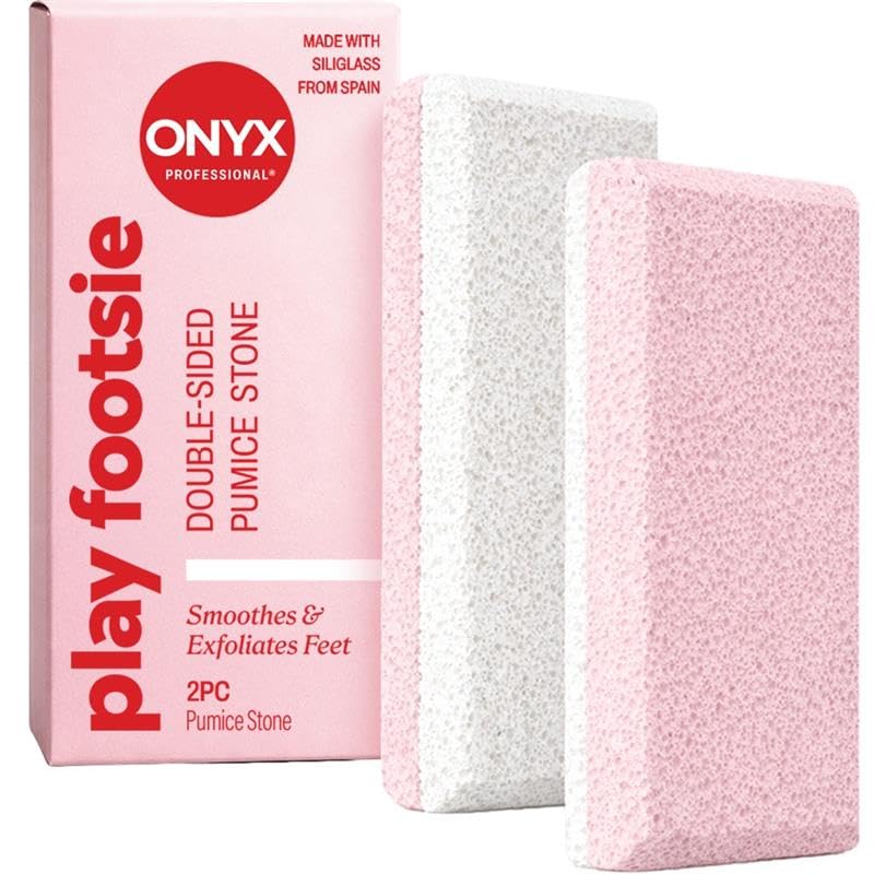 Onyx Professional Double-Sided Pumice Stone for Feet - 2 Pack