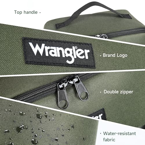 Wrangler Olive Travel Toiletry Bag for Men & Women, Large Capacity Waterproof Cosmetic Organizer with 4 Pockets & 180° Flat Design