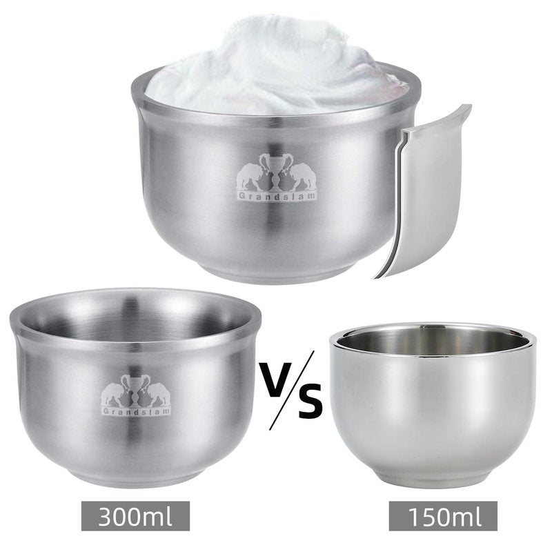 Grandslam Shaving Soap Bowl, 304 Heavy Duty Stainless Steel Shaving Lather Bowl for Men, Double Layer Heat Preservation, Create Rich Shaving Cream and Keep Your Lather Warm