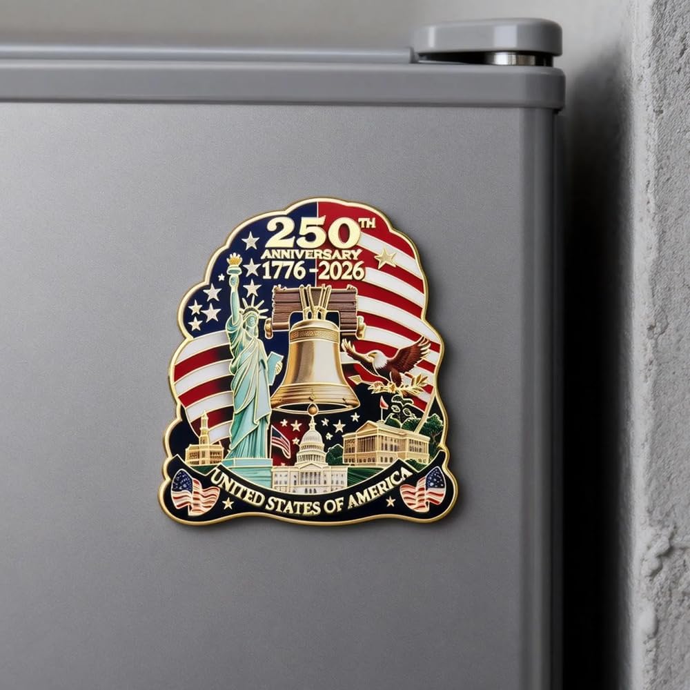 Statue of Liberty Refrigerator Sticker - 250th Anniversary American Flag Decal | Independence Day Decor
