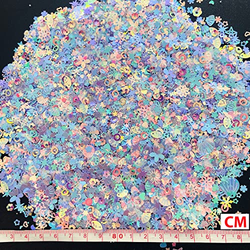 Holographic Nail Glitter Sequins - Heart, Star & Butterfly Shapes (50g)