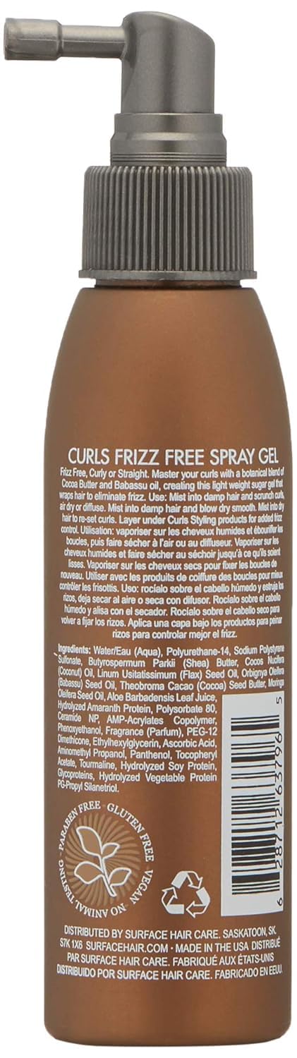 Hair Curl Frizz Free Spray Gel - Lightweight Control with Cocoa Butter & Babassu Oil | 4 Fl. Oz.