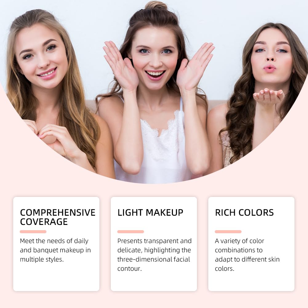 Wenrny Multifunctional Makeup Palette for Women Teen Girls,8 Colors All In One Face Palettes for Eyeshadow,Highlighter,Blush and Contouring,Blendable Foldable Eyeshadow Palette,Facial Concealer