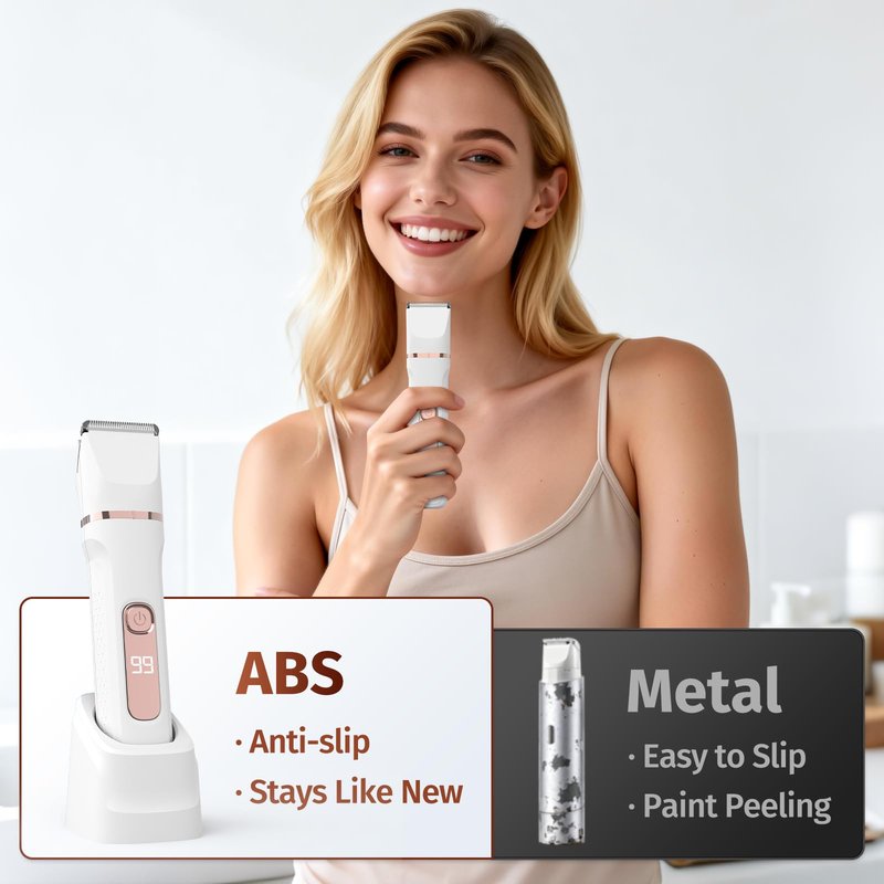 Bikini Trimmer for Women,5-in-1 Electric Razors for Women,Electric Shaver for Women's,IPX7 Waterproof Trimmer for Men Legs,with 5 Replaceable Blade Heads,USB Recharge Dock（White）