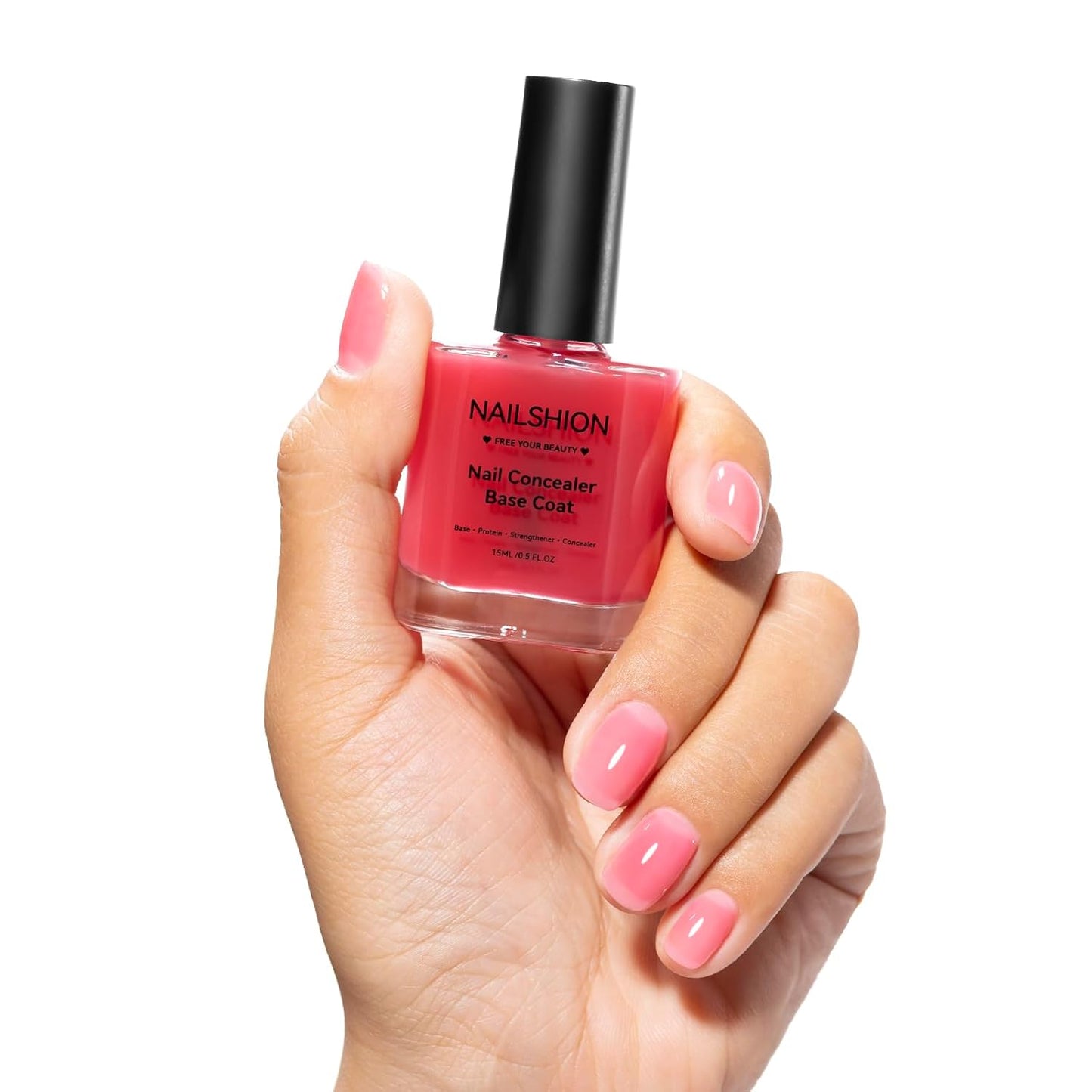 Illuminating Nail Concealer Base Coat - 4-in-1 Sheer Polish & Strengthener for Discolored Nails | 15ml Quick Dry