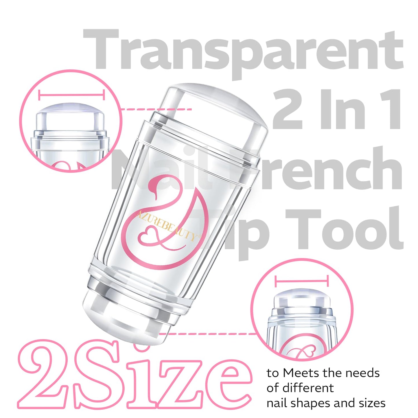 AZUREBEAUTY French Tip Stamp, 6Pcs French Tip Tool, Soft Silicone Nail Stamper, 2 in 1 French Manicure Kit with Nail Stamp Heads, Scraper and Replacement Heads, Nail Art Tools for Home DIY Salon