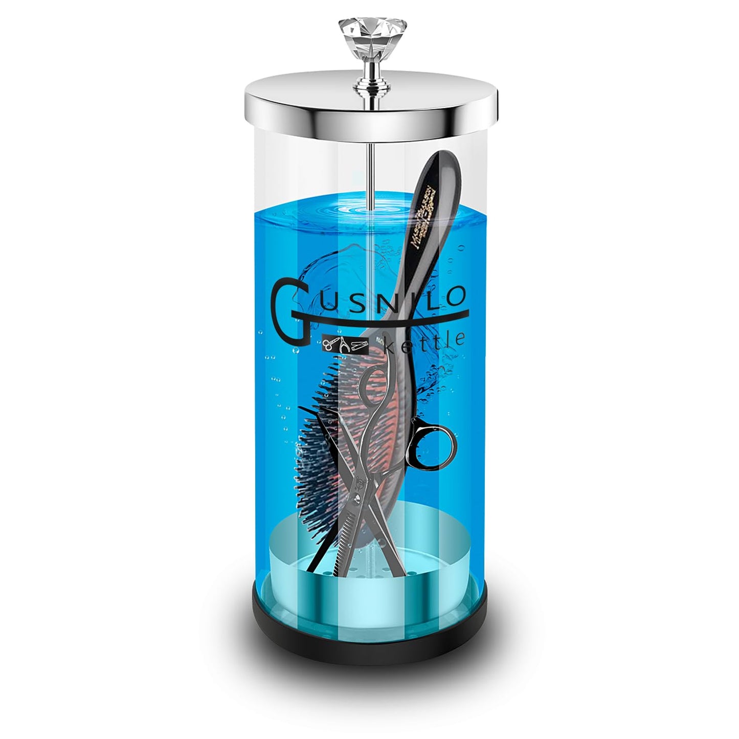 Gusnilo 42 Oz Jar with Stainless Steel Tray and Durable Glass,Salon Jar Suitable for Nail Tools & Spa Implements,Hairdressing Tools