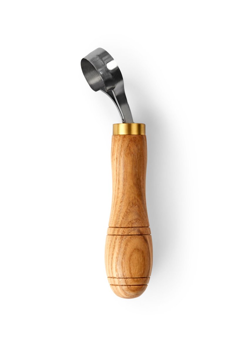 STAMESKY Scorp Knife | Round Carving Tool for Spoons, Bowls, and Cups | Spoon Bowl Carving Tools | for Beginners | Oak Wood Handle with Carbon Steel Blade (Angled Full Scorp)