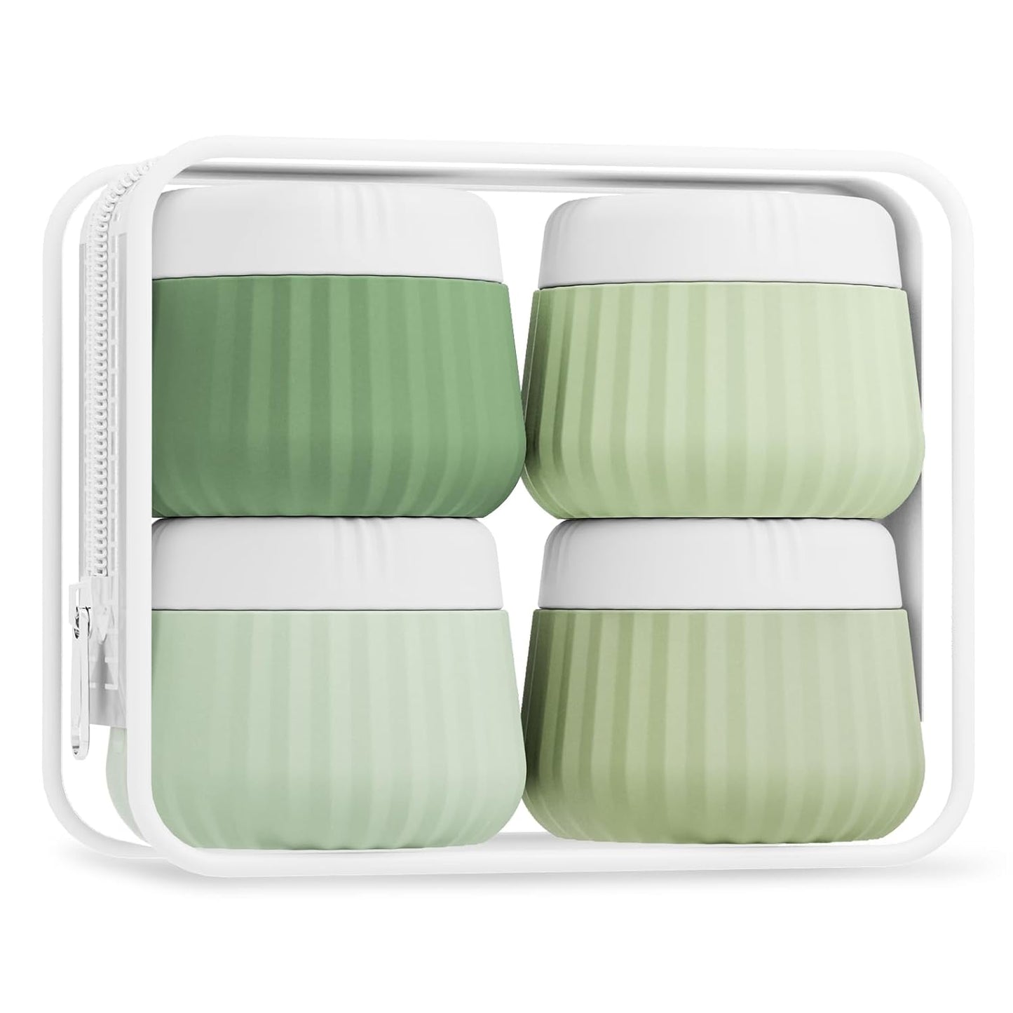 Travel Toiletry Containers - TSA Approved Silicone Jars, Leak-Proof | 4-Pack with Clear Bag
