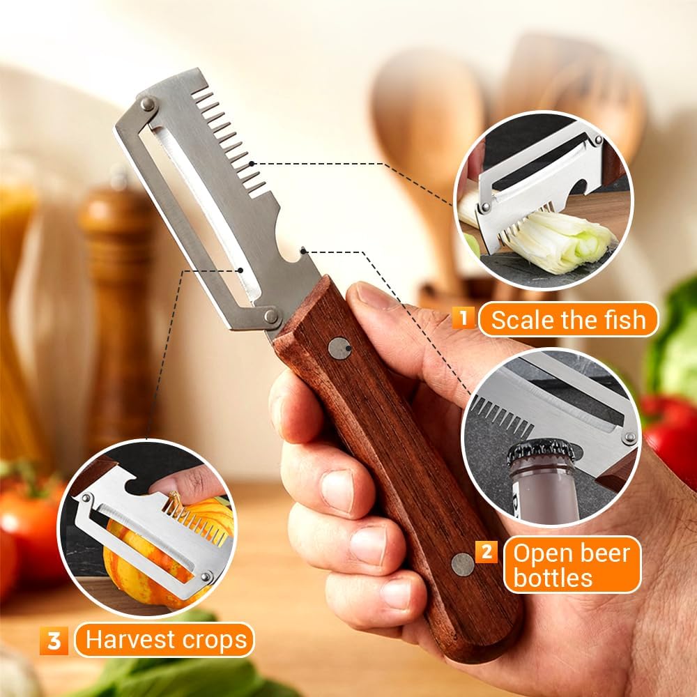 Multifunctional Vegetable Peeler - Upgraded Stainless Steel Kitchen Gadget for Easy Grip | Ideal Peeling Tool for Home Cooking