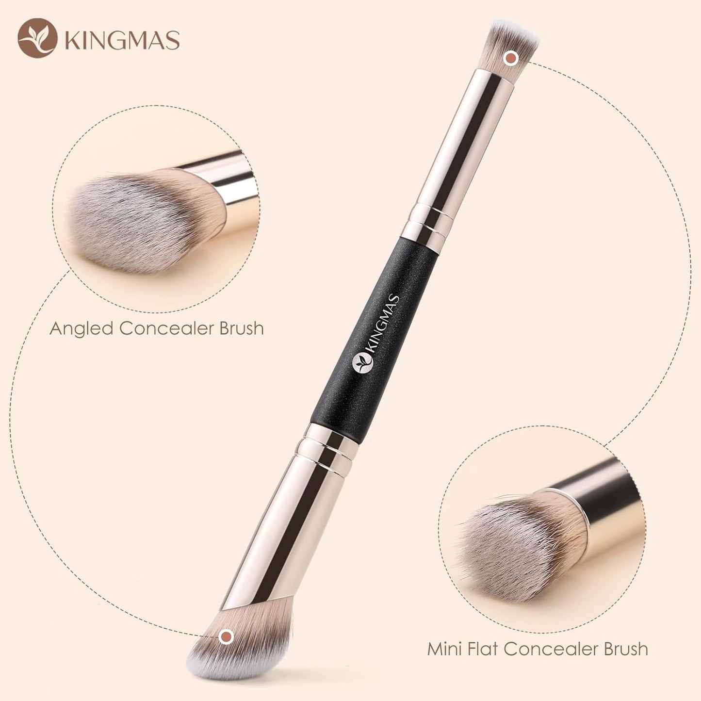 Foundation Concealer Brushes Set - 2PCS Dual Ended Makeup Brushes for Powder & Liquid Contouring | Blending & Bronzing