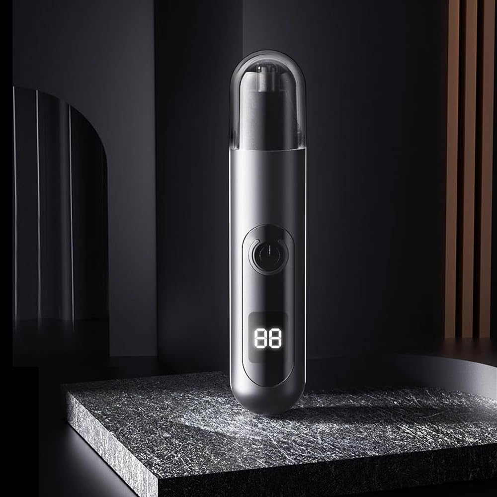 Cqxfsgr Ear and Nose Hair Trimmer Clipper for Men Women, USB Rechargeable Professional Painless Eyebrow & Facial & Ear & Nose Hair Trimmer, LED Display Dual Edge Blades for Easy Cleansing