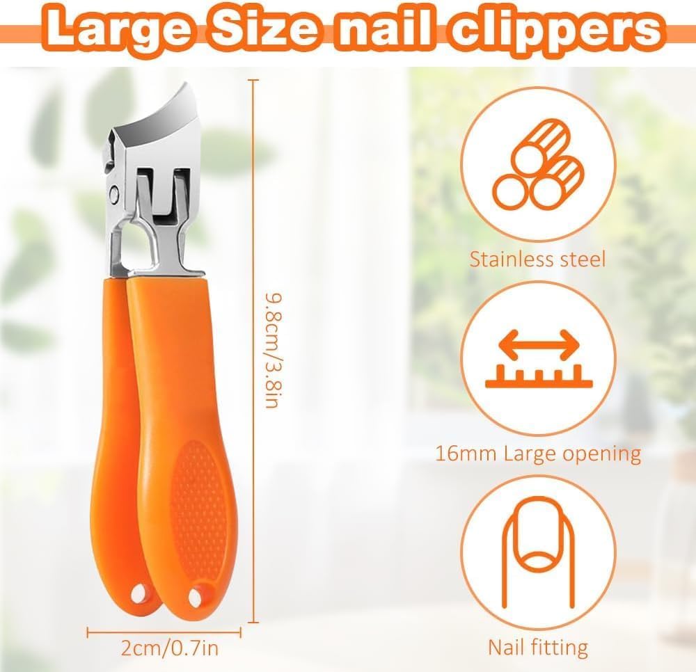 Anti-Splash Slanted Nail Clipper - Wide Jaw Opening for Thick & Ingrown Nails | Household Use (Orange)