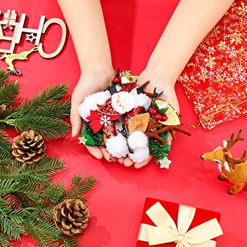 18-Piece Christmas Hair Clip Set with Snowflake Organza Gift Bags