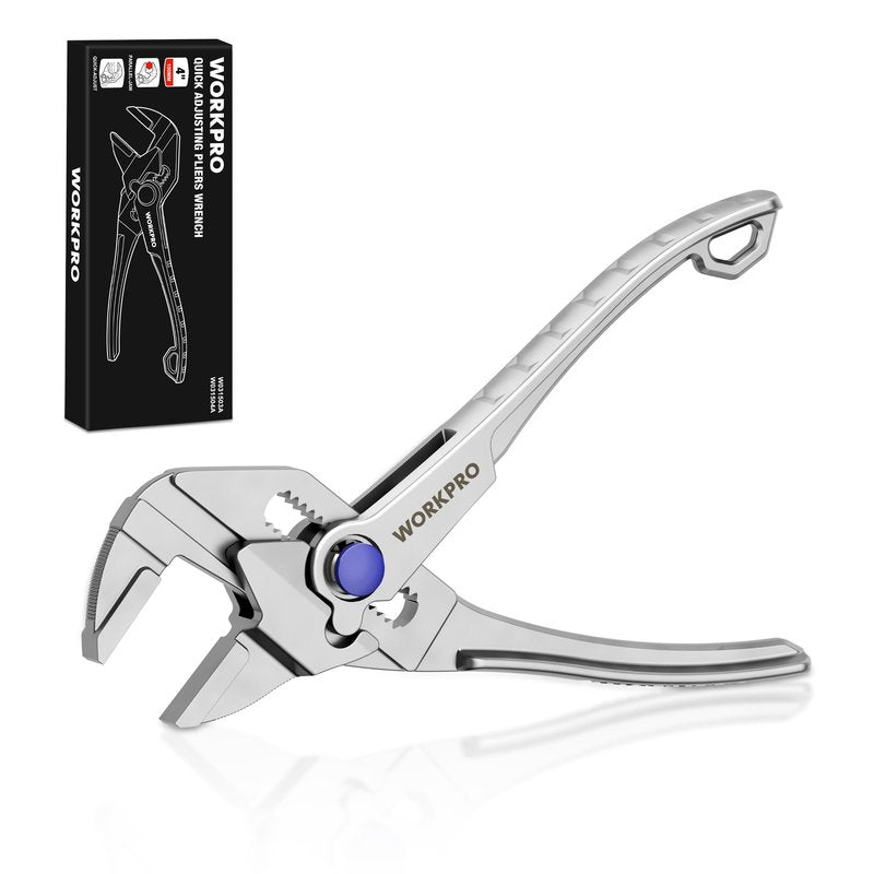 WORKPRO Mini Pliers Wrench, 4-Inch Smooth Jaw Plier, High-Toughness Alloy Steel Adjustable Wrench Pliers with Smooth Parallel Jaws, Anti-Rust Coating, EDC Plier for Tight Spaces & Versatile Use