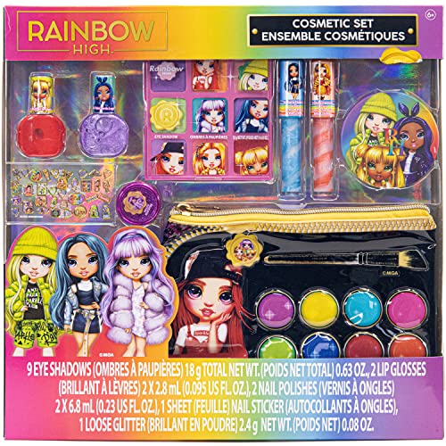Rainbow High Townley Girl Cosmetic Makeup Set for Kids - Lip Gloss, Nail Polish & Eye Shadow