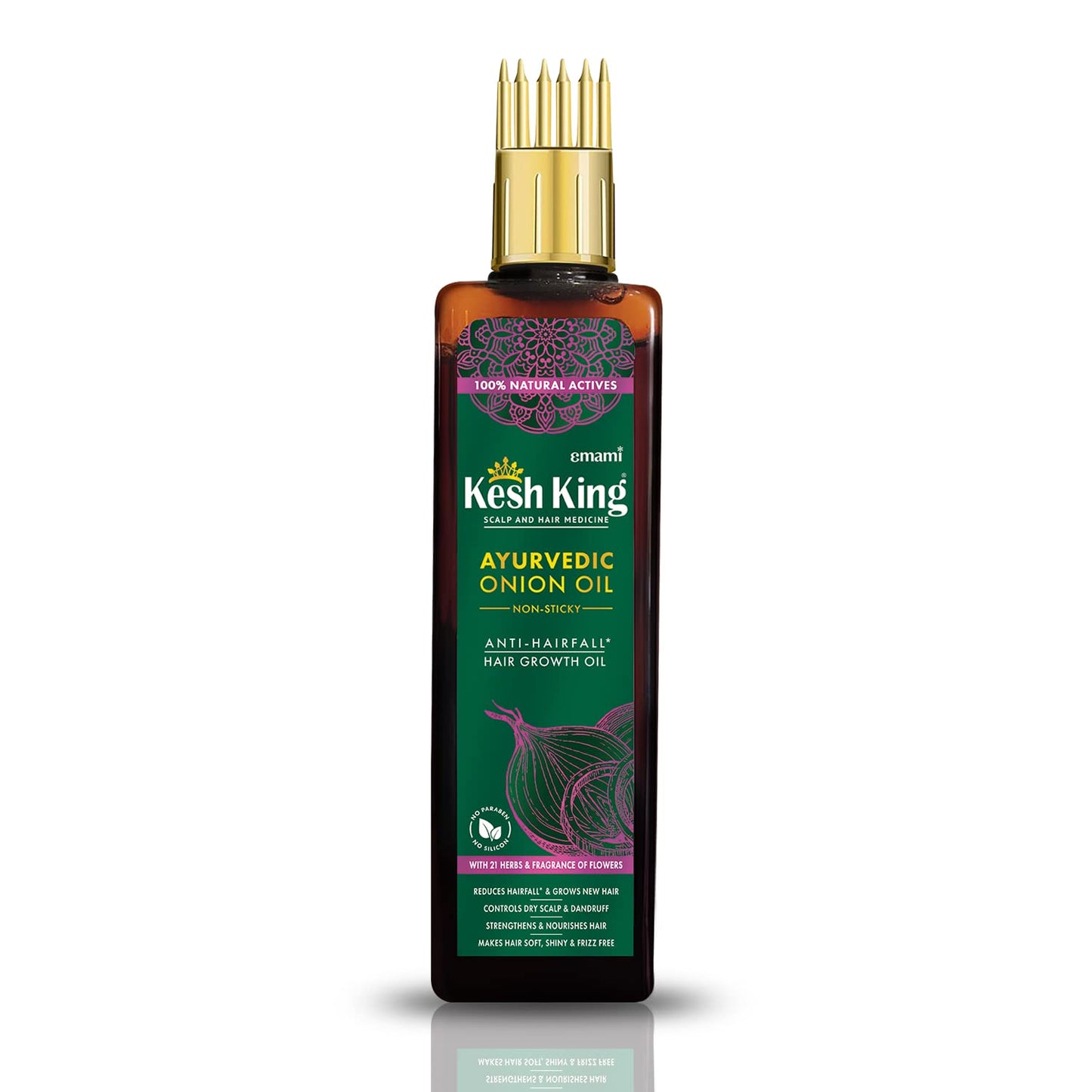 KESH KING Organic Onion Hair Oil with Curry Leaves | Anti Hair Loss & Fall Control Oil | Enhance Hair Growth | Makes Hair Soft, Shiny & Frizz-Free | 6.76 Fl Oz (200ml)