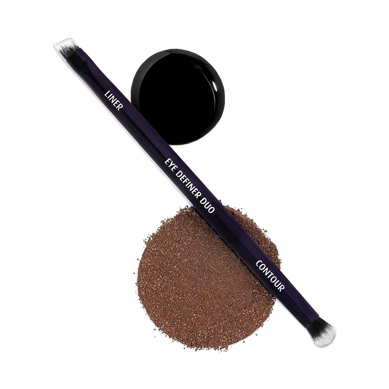 Lune+Aster Eye Definer Duo Brush | Dual-Ended Eye Makeup Brush To Apply Eyeliner, Blend Eyeshadow. Made with Alumium Handle, Vegan Bristles.