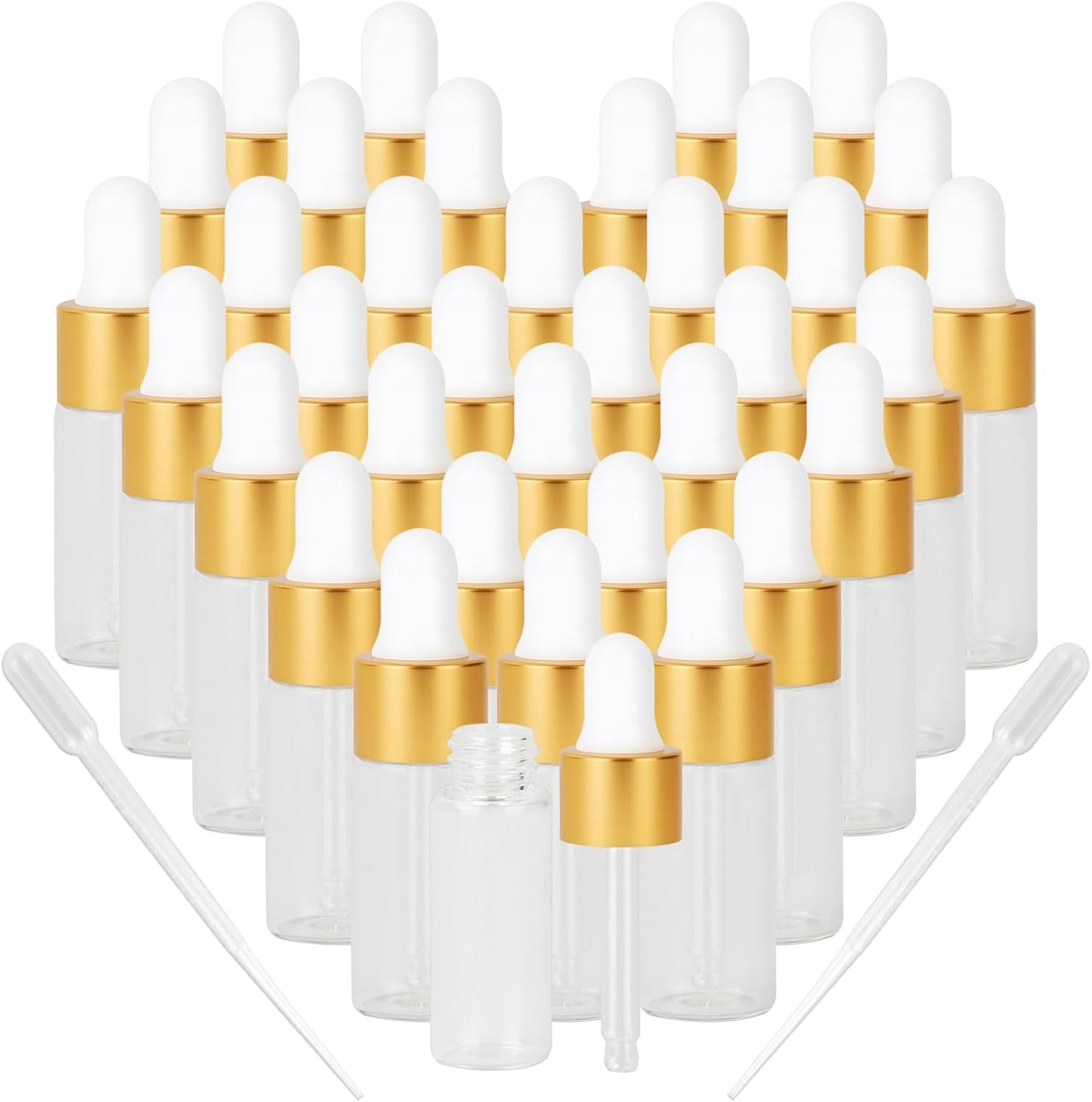 Amber Glass Dropper Bottles - 1ml Serum Travel Containers | Ideal for Essential Oils, Tinctures, & Cosmetics