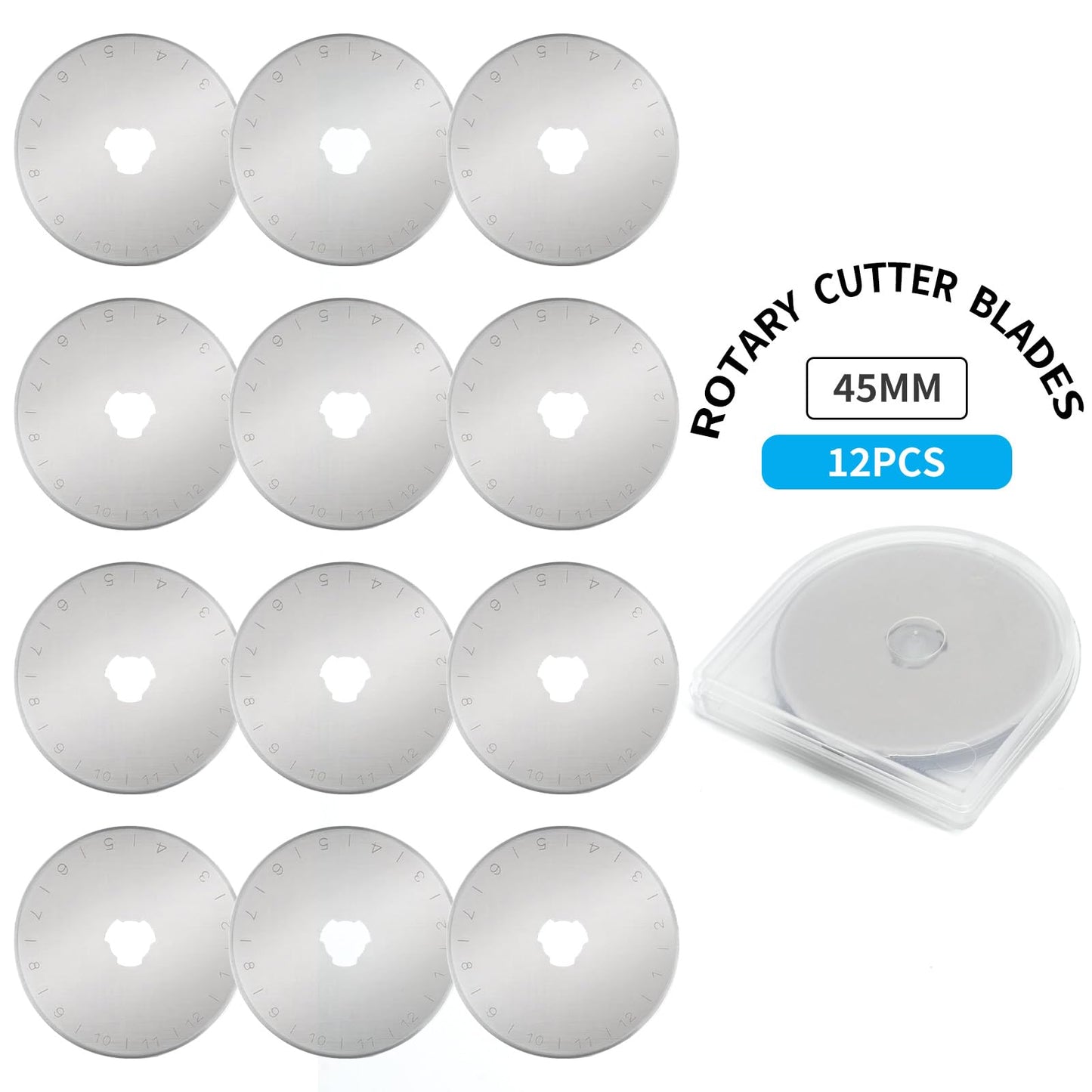 12 pcs 45mm Rotary Cutter Blades,Replacement Rotary Blade for Arts Crafts Quilting Scrapbooking Sewing Fabric Cutting,Arts & Crafts Farbric Paper Cutting Tool By XEKIGU
