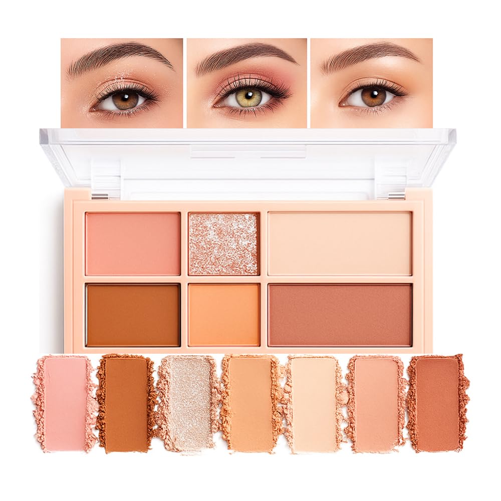 Warm Neutral Nude Eyeshadow Palette - Matte & Shimmer, High Pigment | Mini Everyday Makeup for All Eye Colors