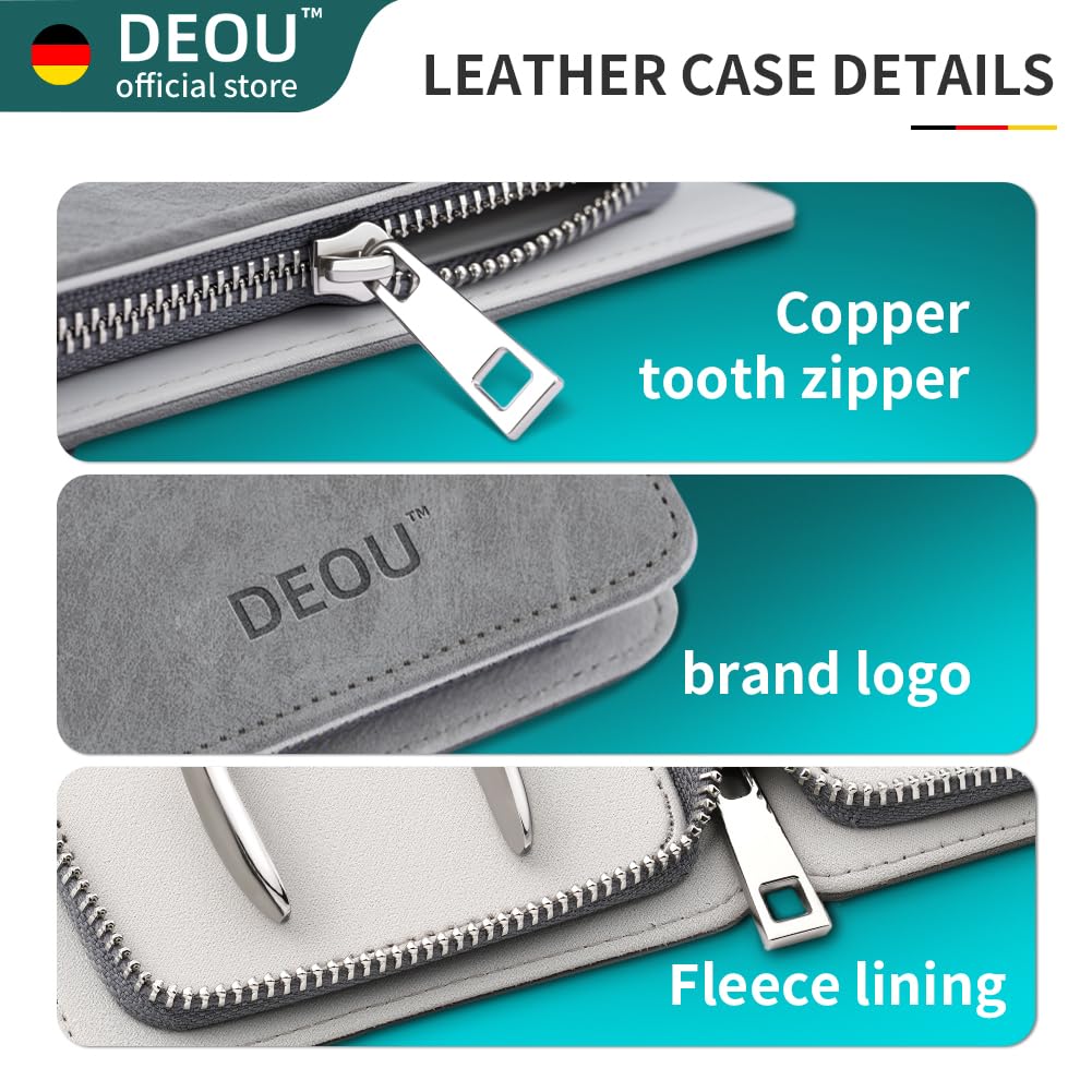 Premium Manicure Set - 8 in 1 Stainless Steel Grooming Kit | Luxury Leather Case for Travel & Home