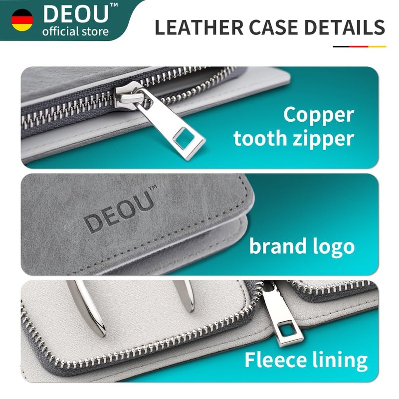 DEOU Premium Manicure Set 8 in 1, 420J2 Stainless Steel Pedicure Kit with Luxury Leather Case, Professional Grooming Tools for Travel & Home, Gifts for Men & Women